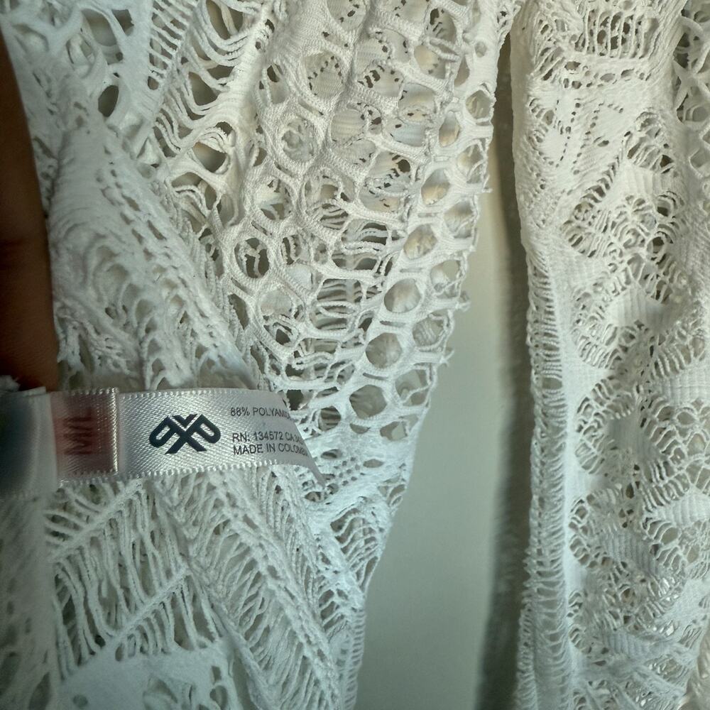PILYQ PQ Women Swim Coverup Dress M/L Ivory Mini Crochet Whimsical Cottage Fairy - Picture 8 of 10